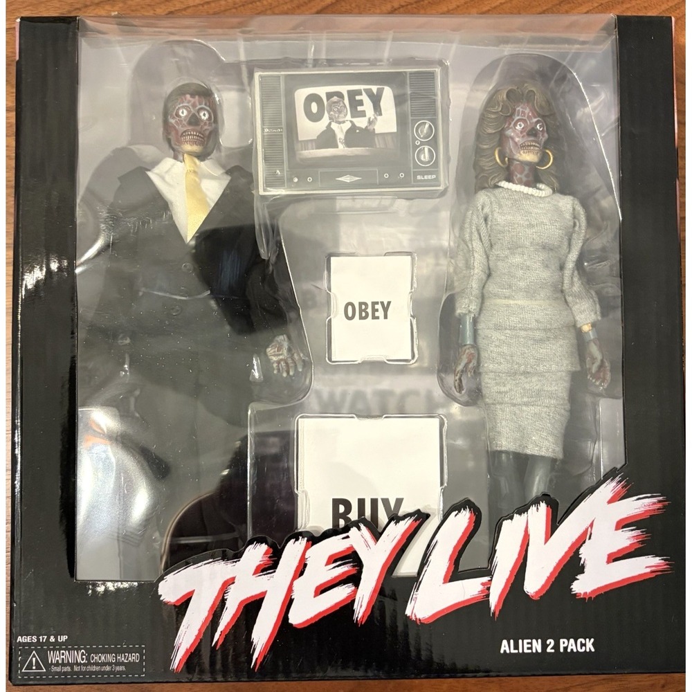 NECA They Live Retro Clothed Alien 8 inch Action Figure 2 Pack John Carpenter